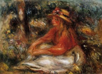 皮埃爾 奧古斯特 雷諾阿 Young Woman Seated on the Grass